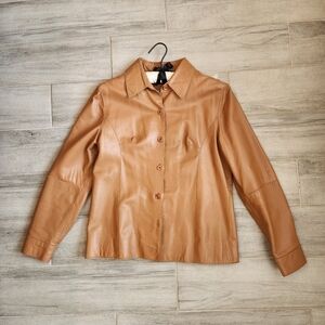 Vintage 90s Originaux Par Pablo Jacket Women's M Tan Leather Western Shirt Boho